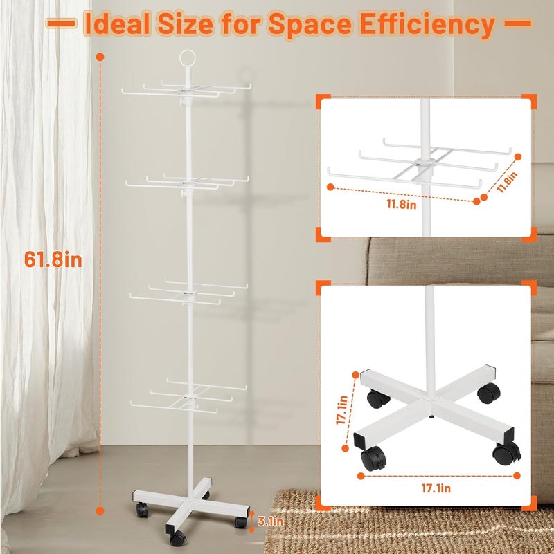 Flenpptly Retail Display Stand Rotating Display Stand 4 Tier Spinning Display Stand for Craft Shows, Jewelry, Keychain, Earring Adjustable Height Retail Display Racks (White) - Image 2